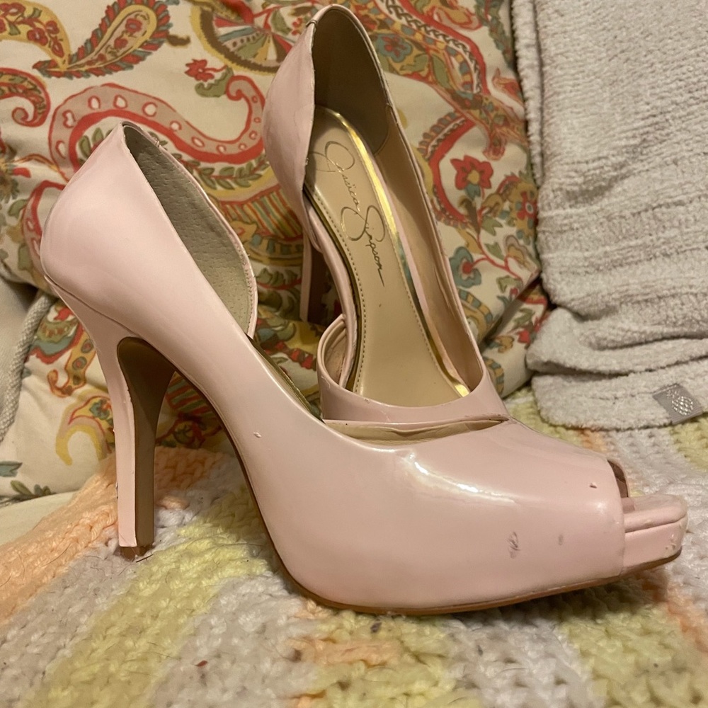 Jessica Simpson pink open toed pumps